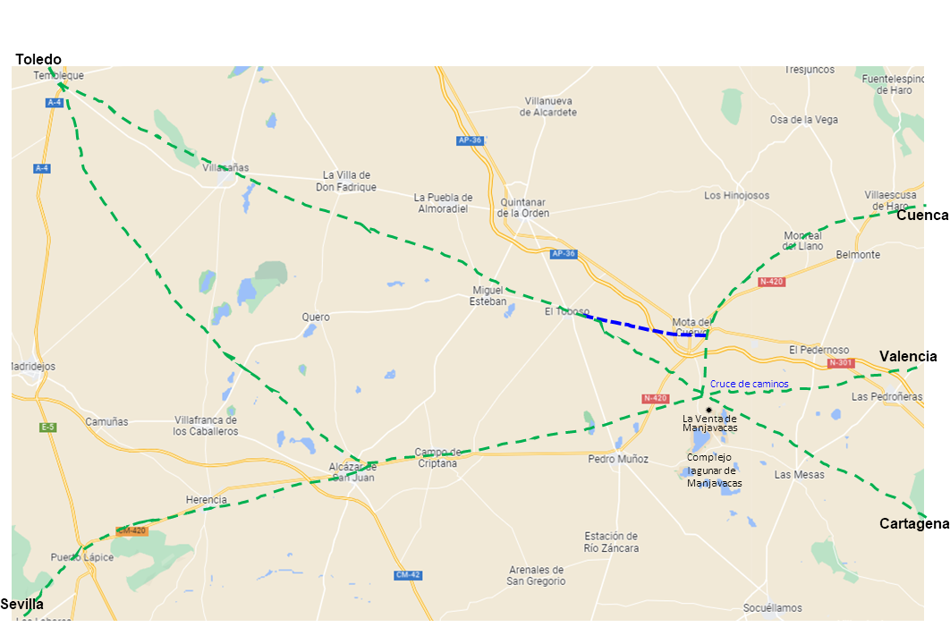 Mapa de la tercera salida (itinerario en azul)